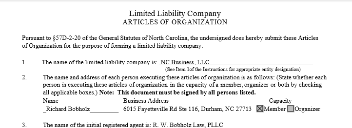 NC LLC Articles of Organization - NC Busines Blog